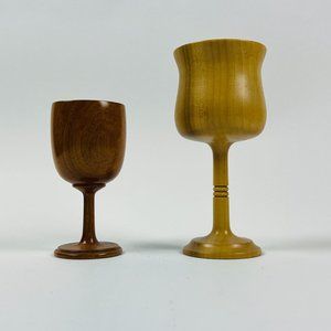 Handmade 2 Wooden 6 OZ Wine Glasses  Hand Crafted one Signed Lititz,PA